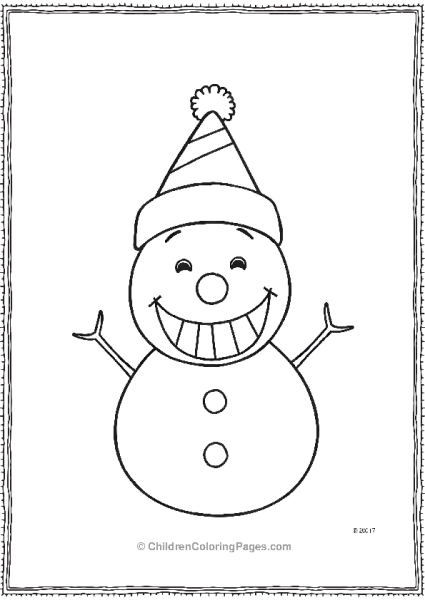 A Snowman With A Big Toothy Grin And Crossed Eyes Free PDF Printable