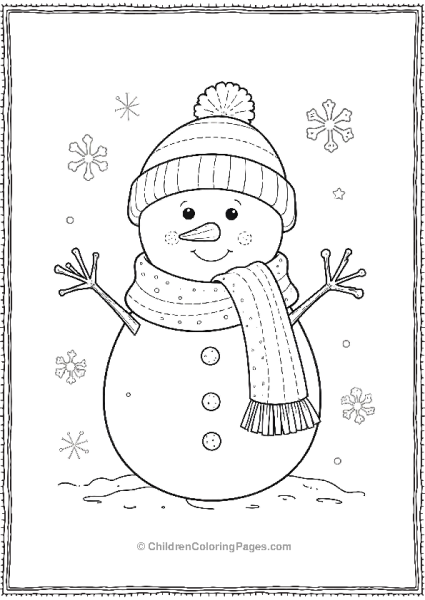 A Snowman With A Large Knitted Scarf Free PDF Printable