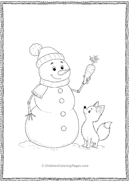 A Snowman With A Wide Smile Holding A Carrot Free PDF Printable