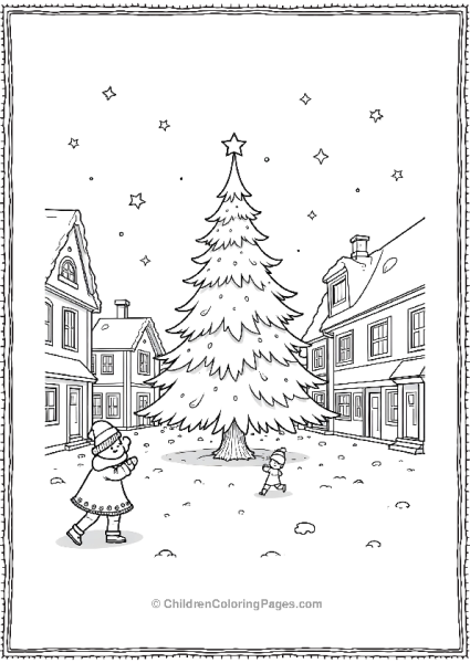 A Town Square With Large Christmas Tree Scaled Free PDF Printable