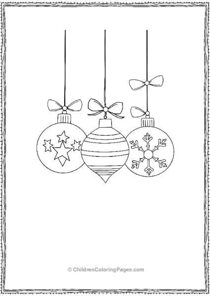 A Trio Of Ornaments Hanging With A Ribbon Free PDF Printable