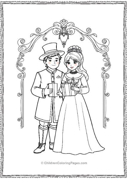 A Victorian Couple Holding Gift Boxes Free PDF Printable