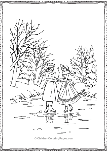 A Victorian Couple Ice Skating Free PDF Printable