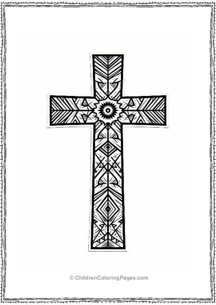 African Cross With Tribal Patterns Free PDF Printable