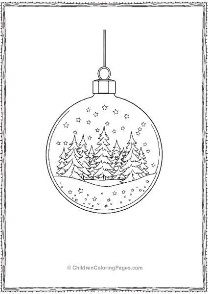 An Elegant Ornament With Winter Forest Scene Free PDF Printable