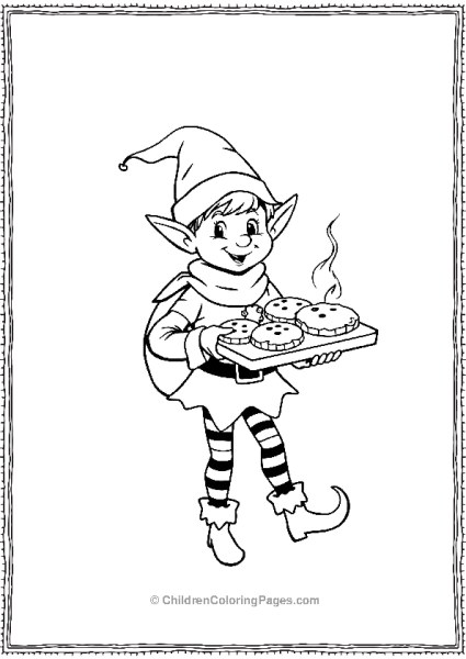 An Elf Carrying A Tray Of Freshly Baked Christmas Cookies Free PDF Printable