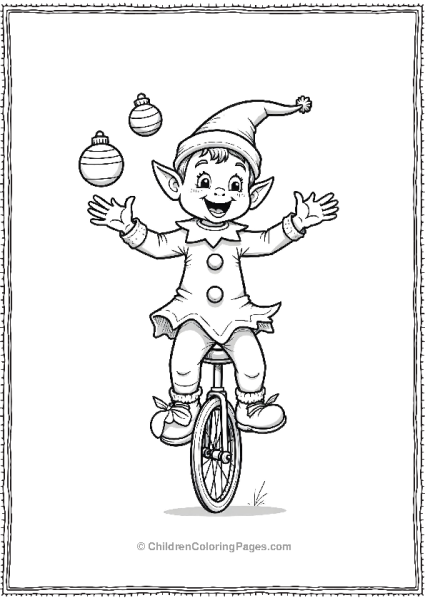 An Elf Dressed As A Holiday Clown Juggling Colorful Balls Free PDF Printable