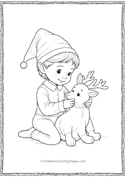 An Elf Making A Stuffed Reindeer Toy Free PDF Printable