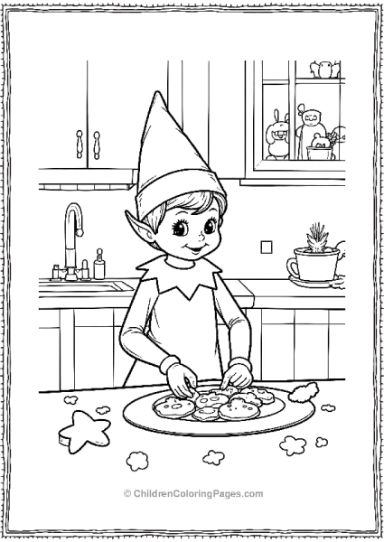 An Elf On The Shelf Baking Cookies In A Christmas Kitchen Free PDF Printable