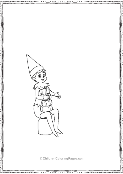 An Elf On The Shelf Balancing A Stack Of Peppermint Canes Free PDF Printable