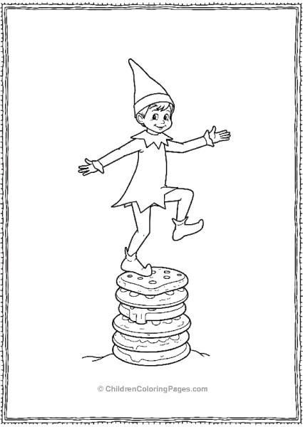 An Elf On The Shelf Balancing On A Stack Of Cookies Free PDF Printable