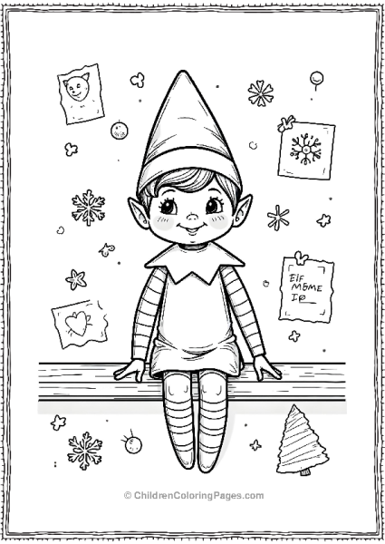 An Elf On The Shelf Covered In Sticky Notes With Flowers Free PDF Printable