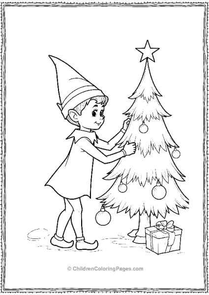 An Elf On The Shelf Decorating A Christmas Tree Free PDF Printable