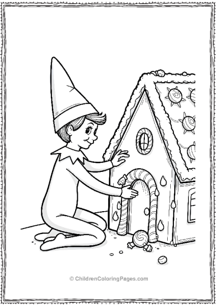 An Elf On The Shelf Decorating A Gingerbread House Free PDF Printable