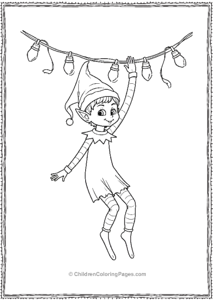 An Elf On The Shelf Hanging From A Christmas String Free PDF Printable