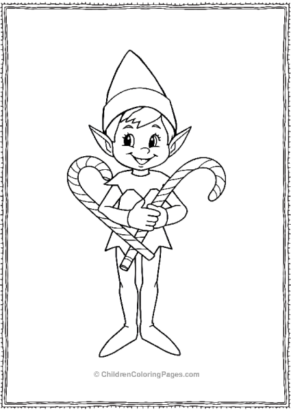 An Elf On The Shelf Holding A Candy Cane Free PDF Printable