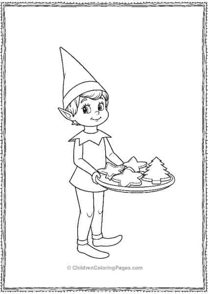 An Elf On The Shelf Holding A Tray Of Freshly Baked Cookies Free PDF Printable