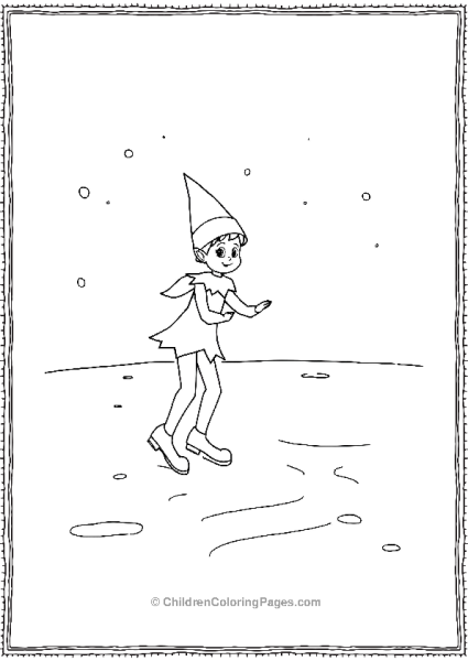 An Elf On The Shelf Ice Skating On A Frozen Pond Free PDF Printable