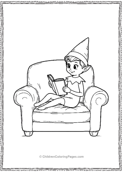 An Elf On The Shelf Lounging On A Miniature Couch Free PDF Printable