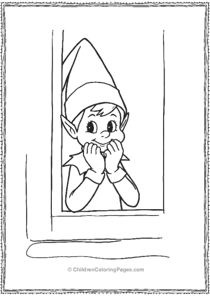 An Elf On The Shelf Peering Through A Window Free PDF Printable