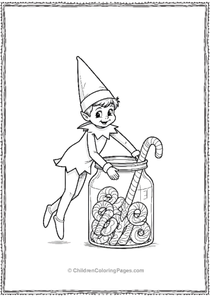 An Elf On The Shelf Playfully Diving Into A Jar Full Of Candy Free PDF Printable