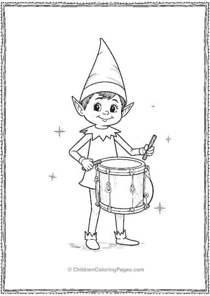 An Elf On The Shelf Playing The Drums In A Tiny Church Free PDF Printable