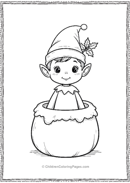 An Elf On The Shelf Popping Out Of A Christmas Pudding Free PDF Printable