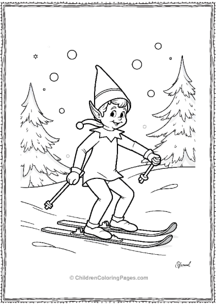 An Elf On The Shelf Pretending To Ski On Candy Cane Free PDF Printable