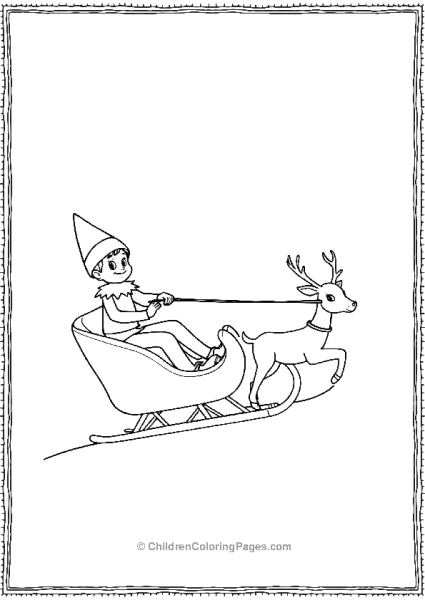 An Elf On The Shelf Riding In A Sleigh Pulled By Toy Reindeer Free PDF Printable