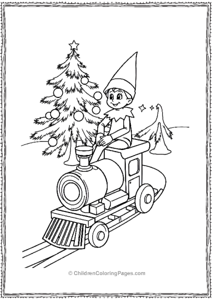 An Elf On The Shelf Riding On A Miniature Train Free PDF Printable