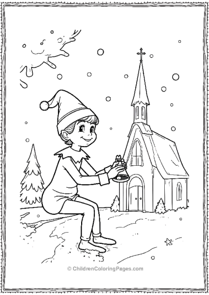 An Elf On The Shelf Ringing A Small Bell Next To A Christmas Tree Free PDF Printable