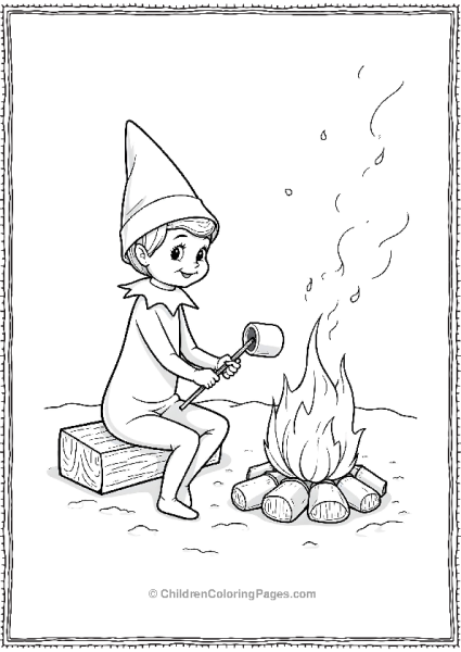 An Elf On The Shelf Roasting Marshmallows Over A Fire Free PDF Printable