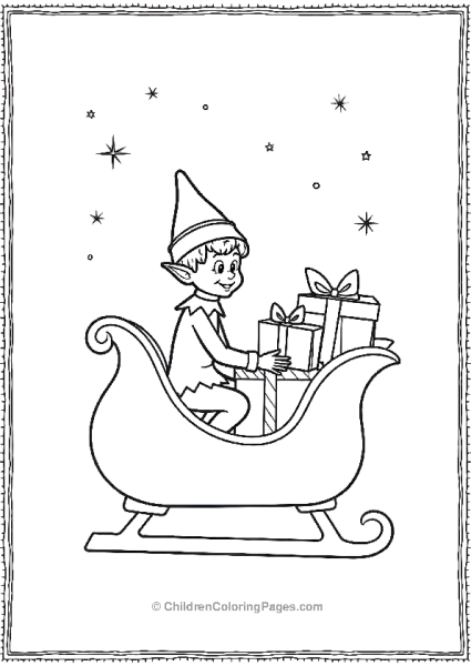 An Elf On The Shelf Sitting In A Sleigh Filled With Gifts Free PDF Printable