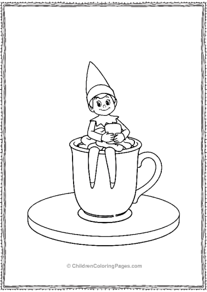 An Elf On The Shelf Sitting On A Hot Cocoa Cup Free PDF Printable