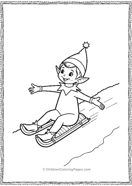 An Elf On The Shelf Sledding Down A Snowy Hill Free PDF Printable