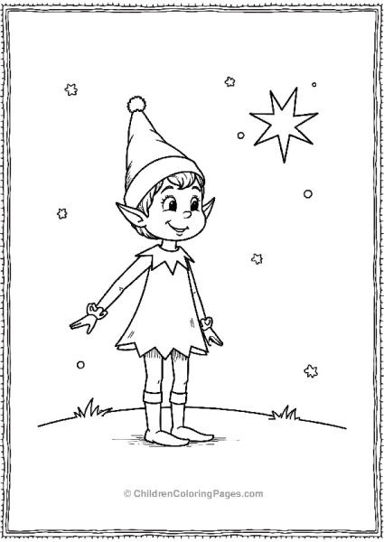 An Elf On The Shelf Standing Under A Twinkling Christmas Tree Free PDF Printable