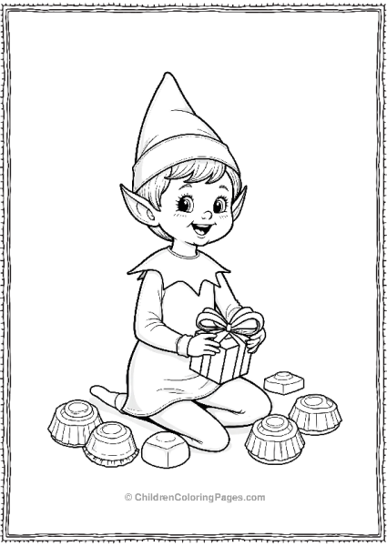 An Elf On The Shelf Surrounded By Christmas Chocolate Free PDF Printable