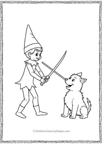 An Elf On The Shelf Using A Straw To Sword Fight Free PDF Printable