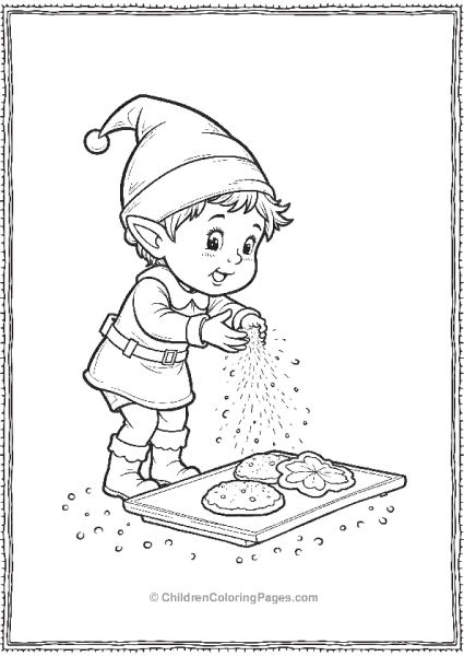 An Elf Sprinkling Powdered Sugar Over Cookies Free PDF Printable