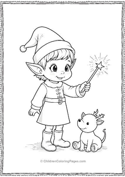 An Elf Using A Special Magic Wand To Make Toys Free PDF Printable