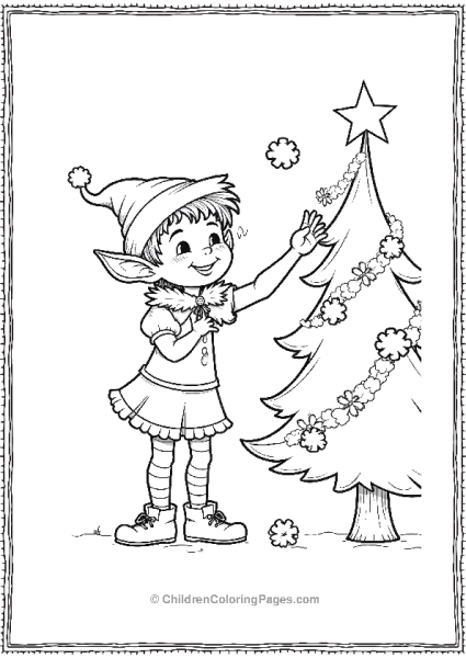 An Elf With A Cheeky Grin Tossing Popcorn Garland Free PDF Printable