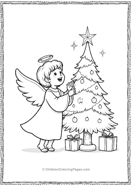 Angels Decorating Christmas Tree Free PDF Printable