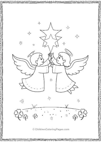 Angels Lifting The Christmas Star Together Free PDF Printable