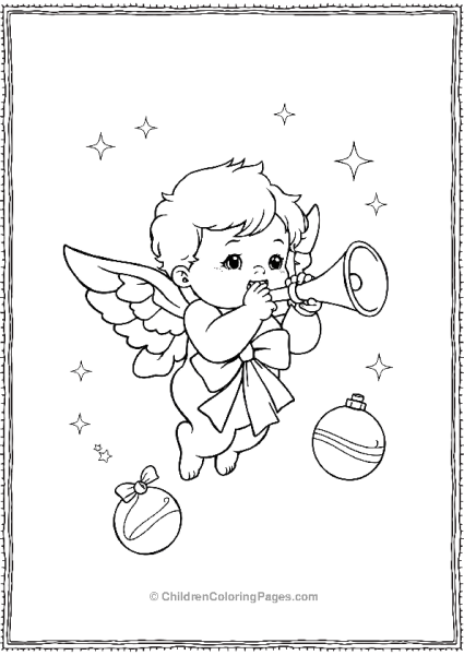 Angels On Christmas Announcing Joy With Trumpet Free PDF Printable