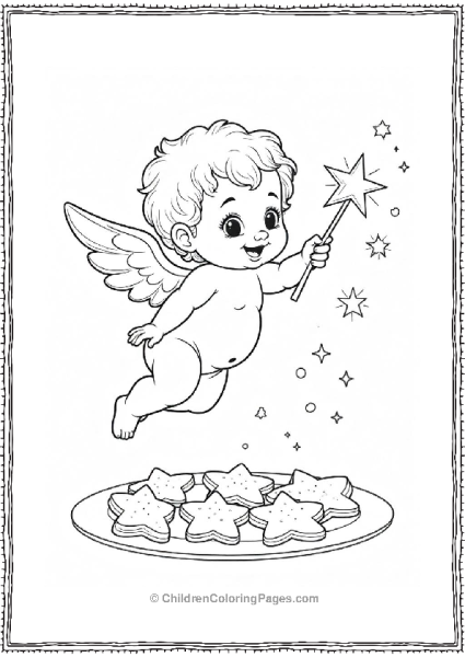 Angels On Christmas Baking Star Cookies Free PDF Printable