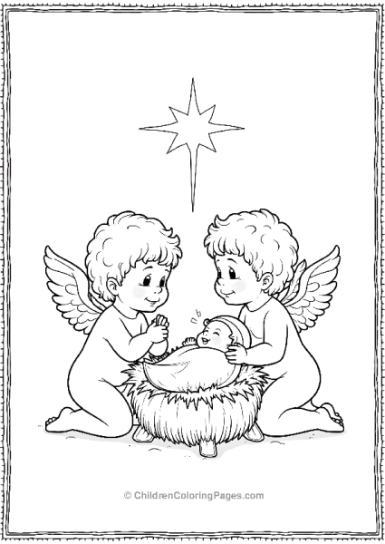 Angels On Christmas Celebrating Baby Jesus Birth Free PDF Printable