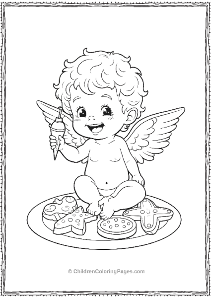 Angels On Christmas Cherub With Cookies Free PDF Printable