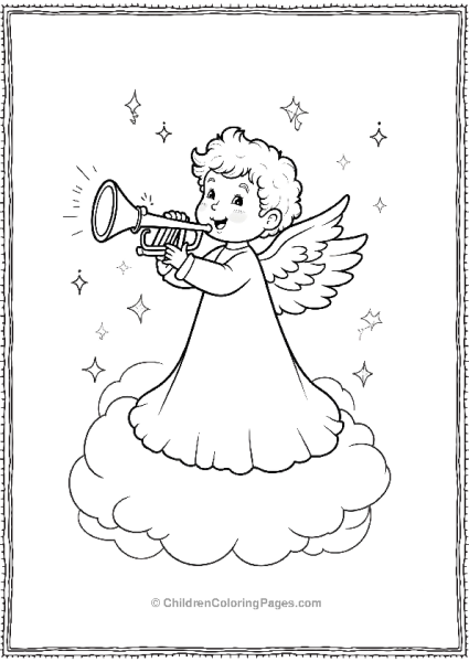 Angels On Christmas Cloud Trumpet Free PDF Printable