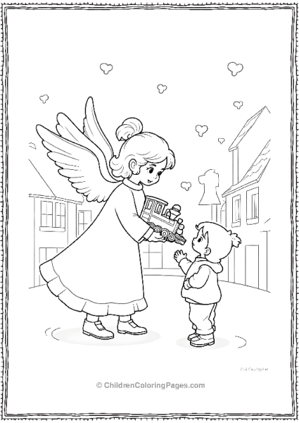 Angels On Christmas Delivering A Toy Train Scaled Free PDF Printable