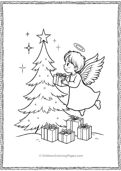 Angels On Christmas Delivering Presents Free PDF Printable